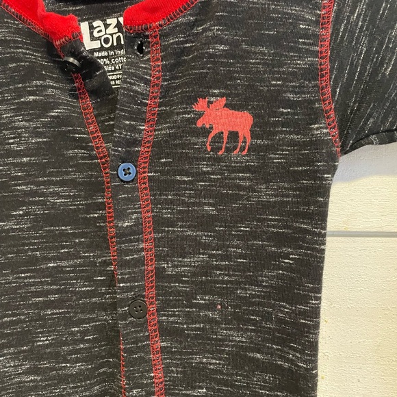 Lazy One Black and Red Kids 4T Moose Caboose pajamas - Picture 2 of 6